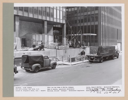 Seagram building under construction, 375 Park avenue, New York, N.Y., looking north-east from 52nd street
