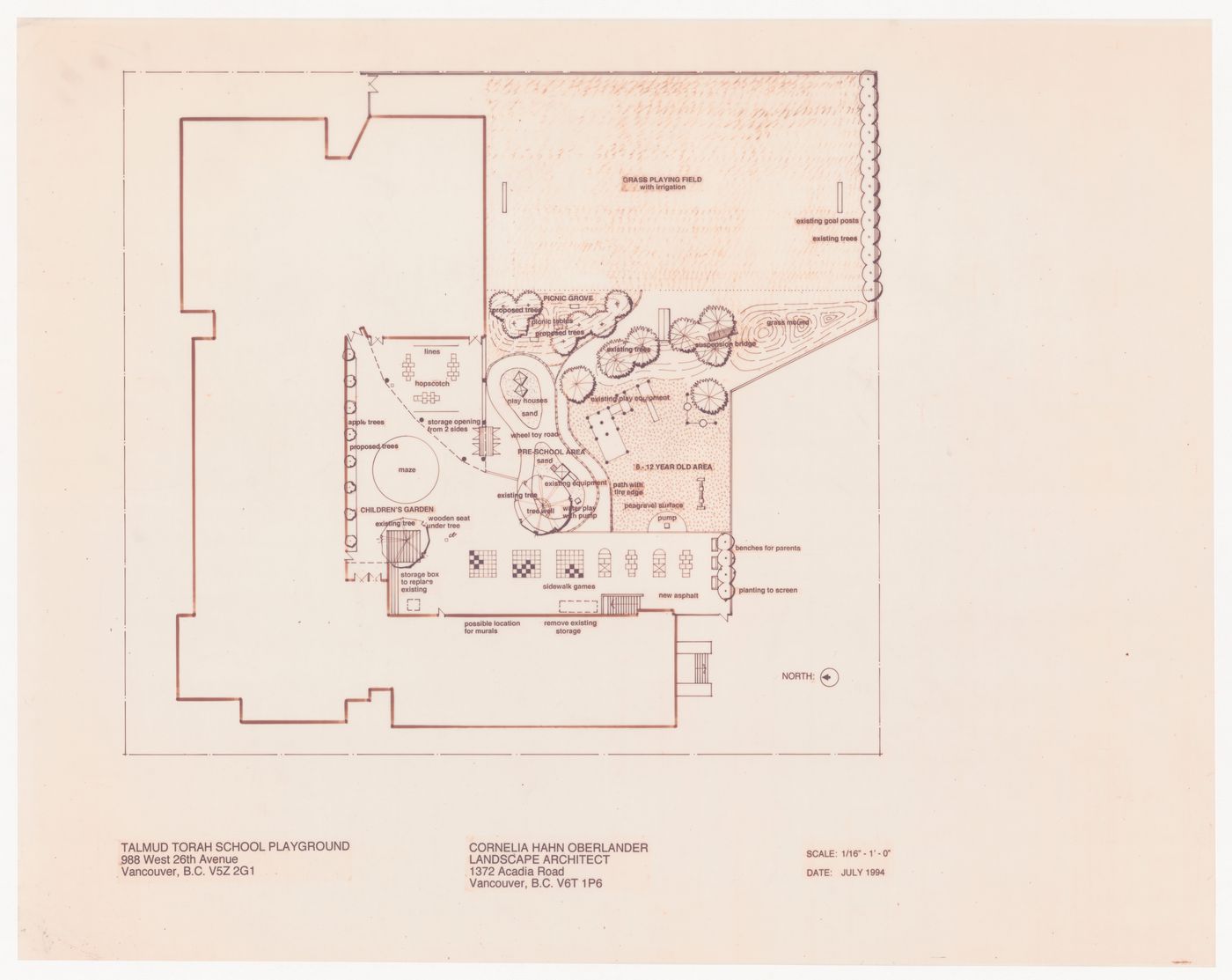 Site plan for Talmud Torah School Playground, Vancouver, British Columbia