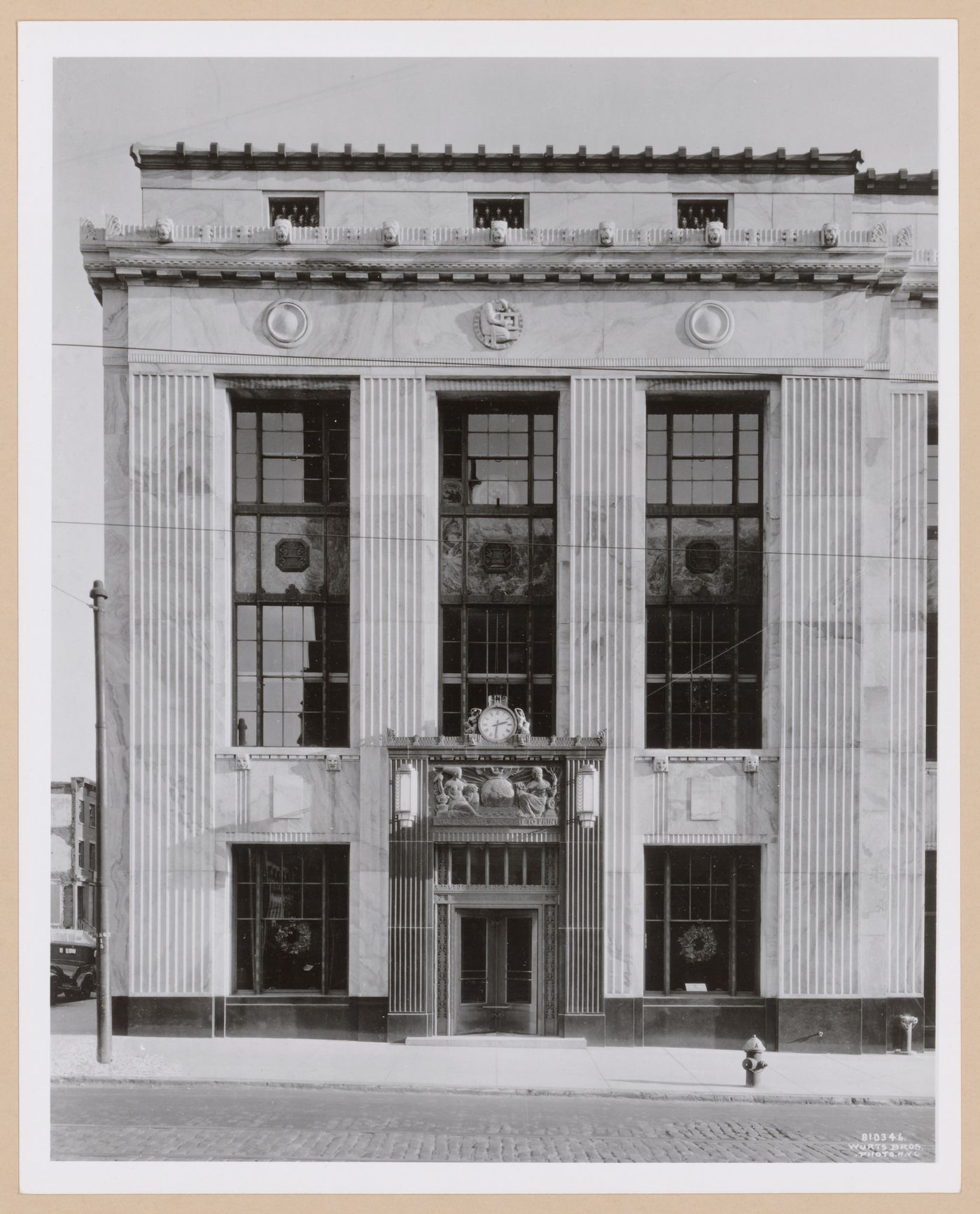 View of the main entrance to the New York Times Building, New York City, New York