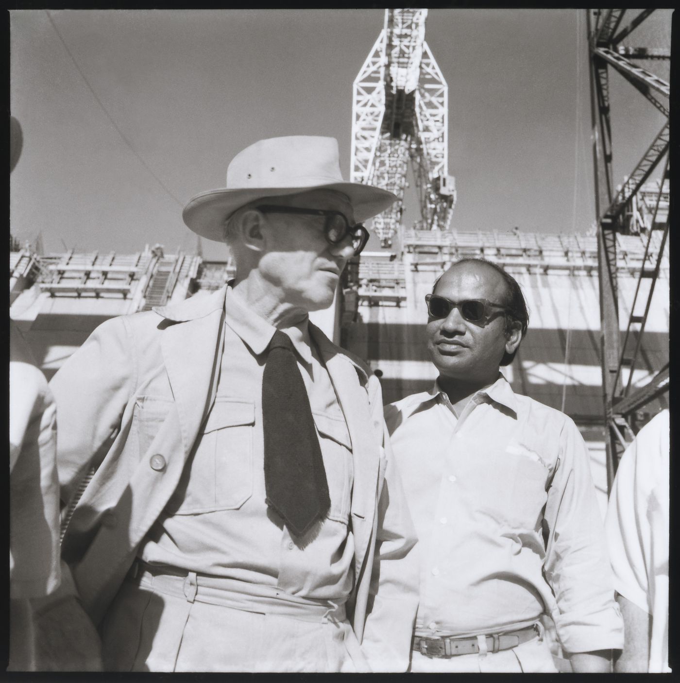 Photograph of Le Corbusier at Bhakra Dam, near Talwara, Chandigarh