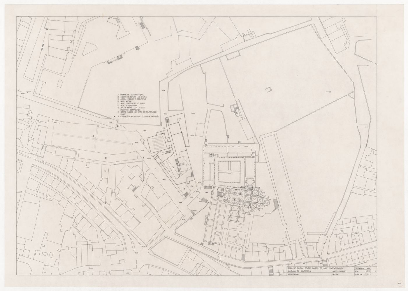 Site plan for Centro Galego de Arte Contemporânea, Santiago de Compostela, Spain