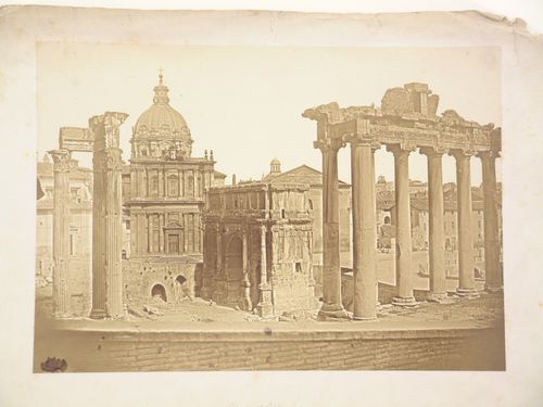 Arch of Septimus Severus, part of the Roman Forum, seen from a distance, Rome, Italy