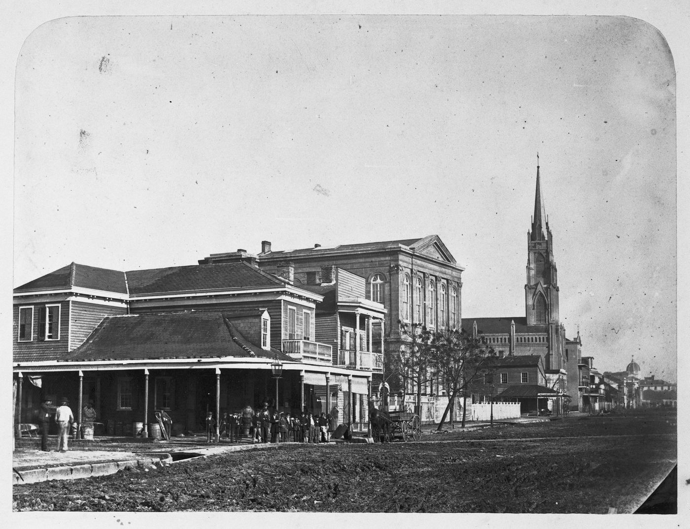 View on Common Street with  Charity Hospital, New Orleans, Louisiana