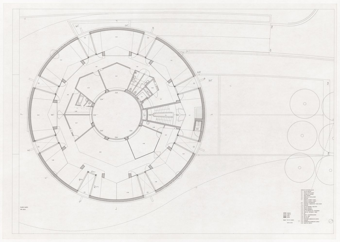 Fourth floor plan for Centro Meteorológico da Villa Olimpica, Barcelona, Spain