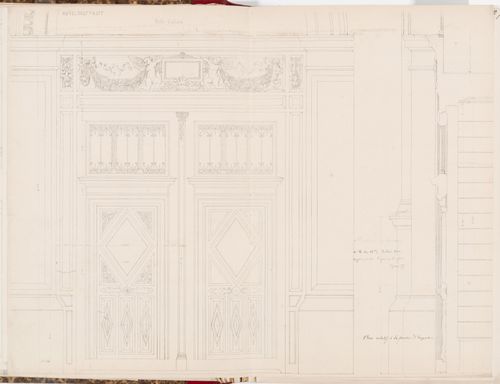 Elevation and wall section for the porte cochere entrance doors, Hôtel Soltykoff