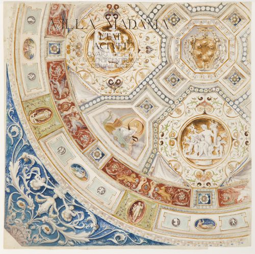 Relevé du plafond de la voûte centrale, loggia de la villa Madama, Rome, Italie