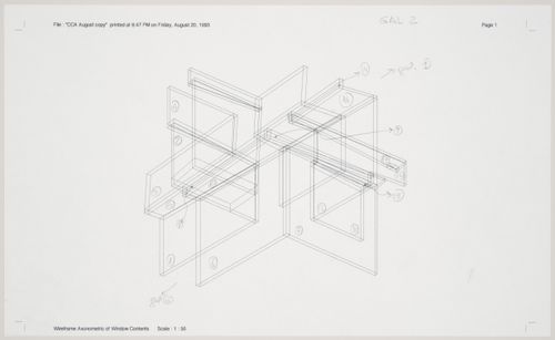 Cities of Artificial Excavation, Montréal: wireframe axonometric of window contents for the installation