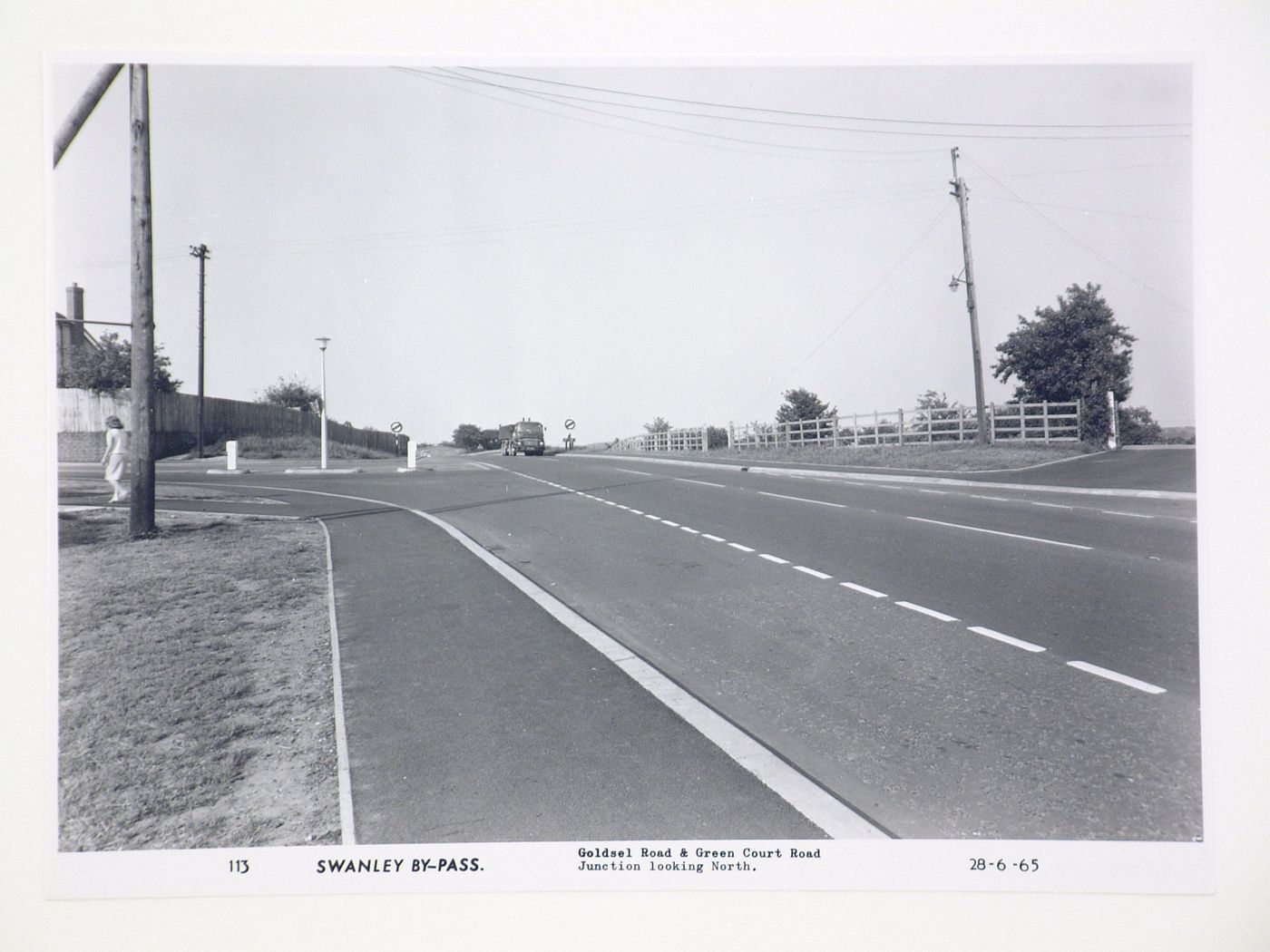 View of Goldsel Road and Green Court Road junction looking north, during construction of the Swanley Bypass, England