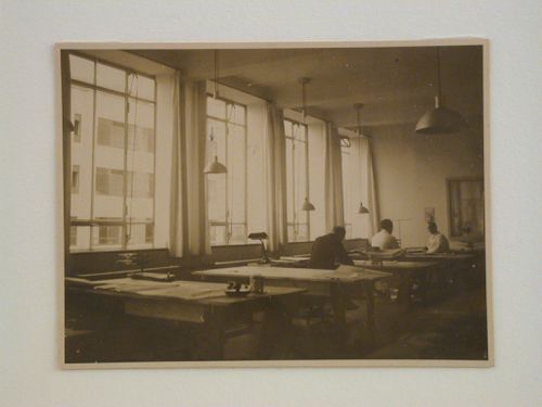Interior view of the Bauhaus building showing the drafting room in the architecture department, Dessau, Germany
