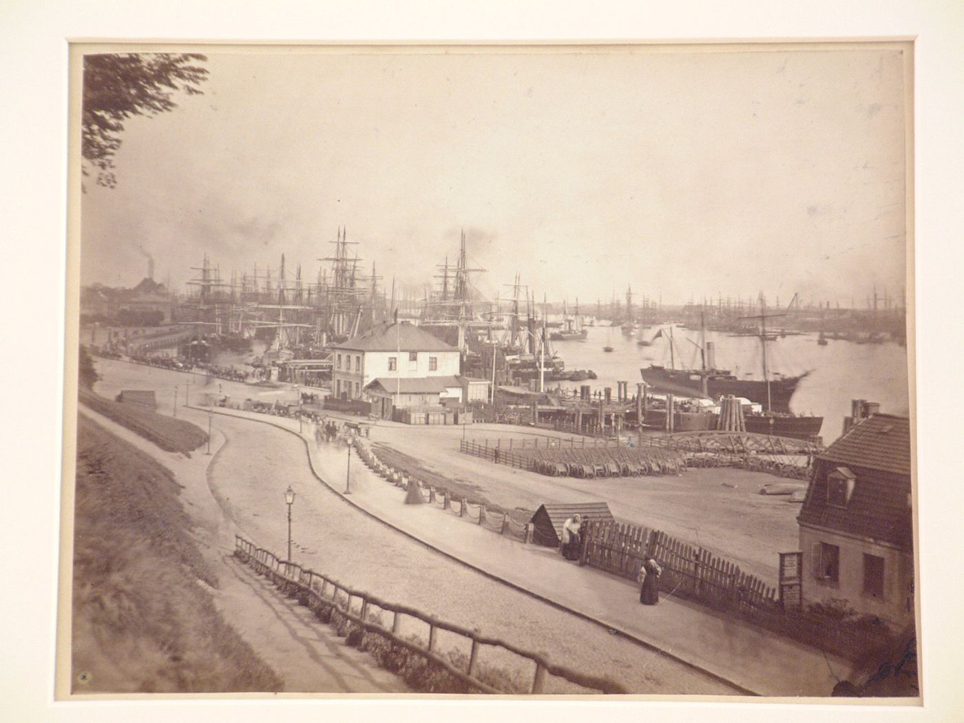 Steamship dock on the Elbe river, Hamburg, Germany