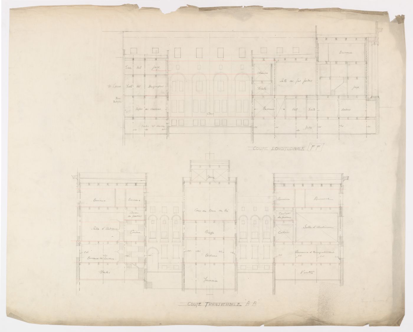 Coupe transversale et longitudinale, Annexe au Palais de Justice de Montréal, Montréal, Canada