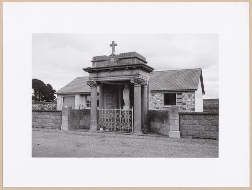 Bungalow behind road-side shrine with statue of The Virgin, Athleague, County Roscommon, Ireland