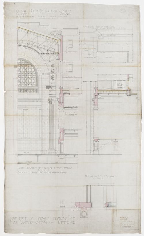 Detail of main waiting room for Central Union Passenger Station, Ottawa, Ontario