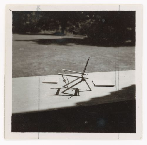 View of a wood structure for a chair possibly designed by Pierre Jeanneret, Chandigarh, India