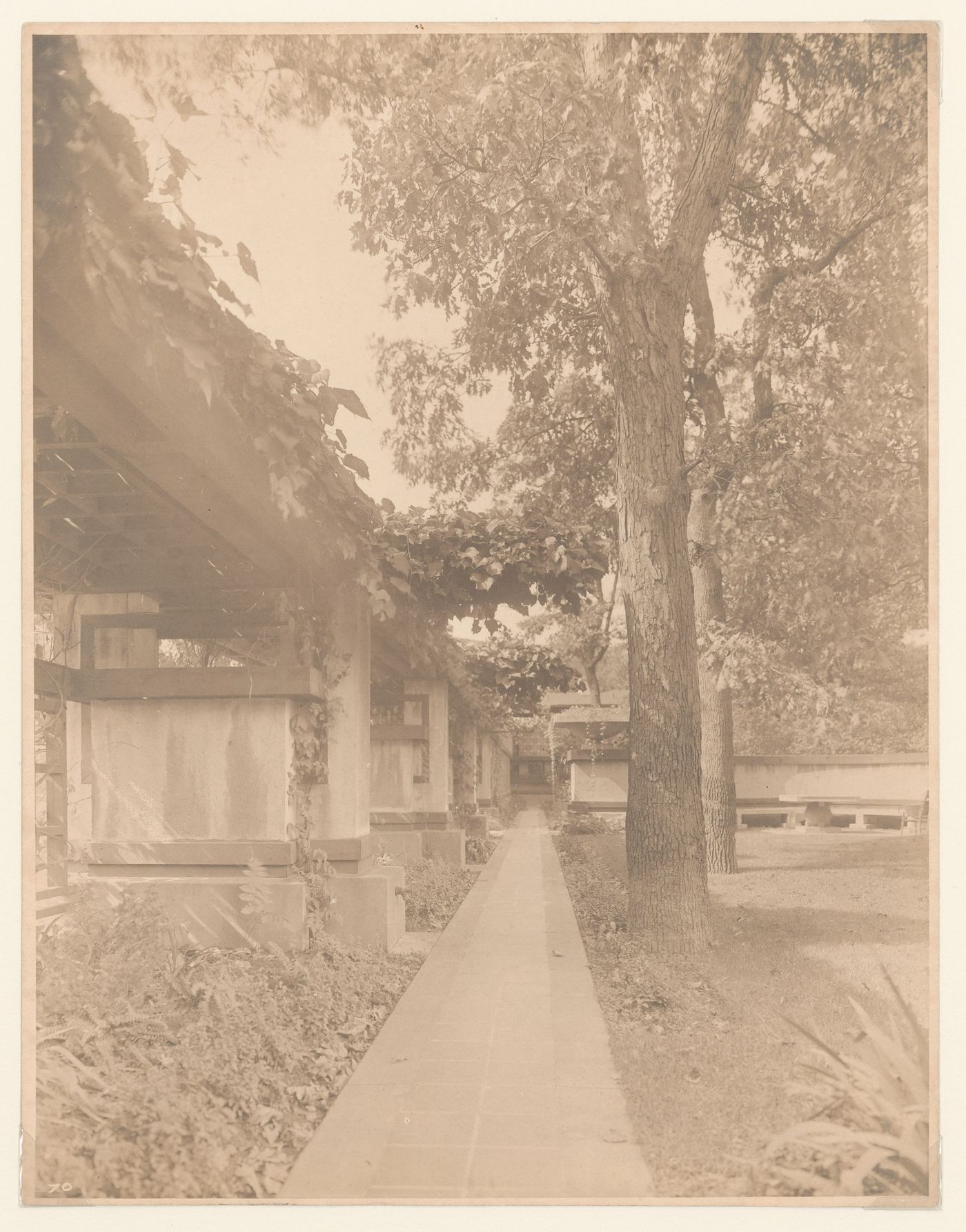 View of Coonley House from a path, Riverside, Illinois
