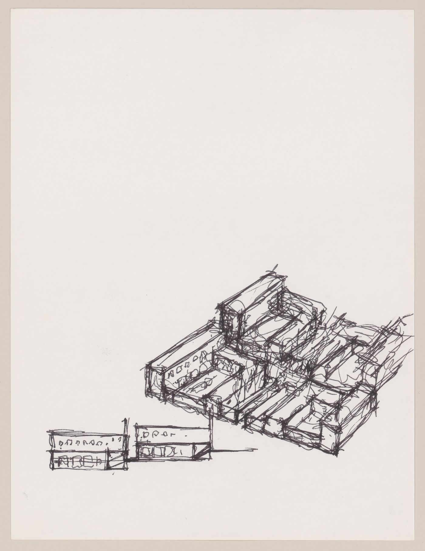 Sketch axonometric and elevations for Victims II