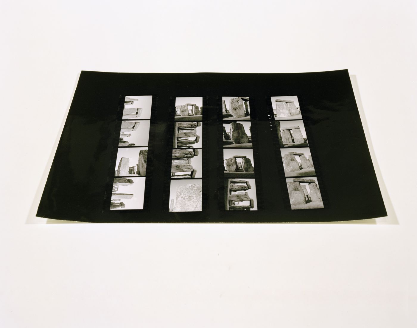 Questioning Pictures: Photograph of gelatin silver print contact sheet of Stonehenge by Gordon Matta-Clark, 1973