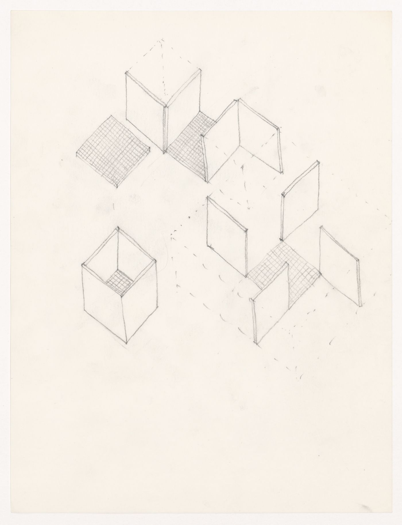 Sketch axonometrics for House IV, Falls Village, Connecticut