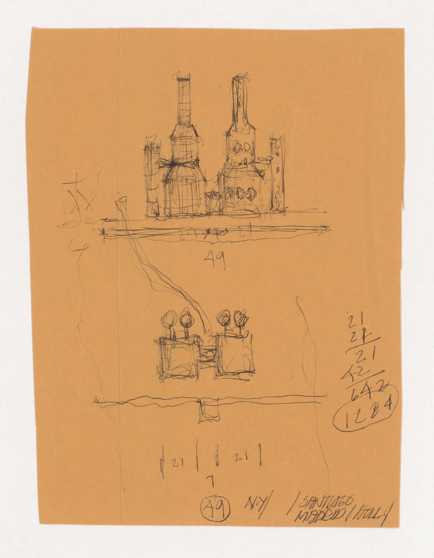 Elevation and plan for Santiago de Compostela Botanical Complex, Santiago de Compostela, Spain