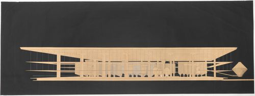 Collage of a perspective drawing for Fabrica en la provincia de Córdoba, La Francia, Argentina