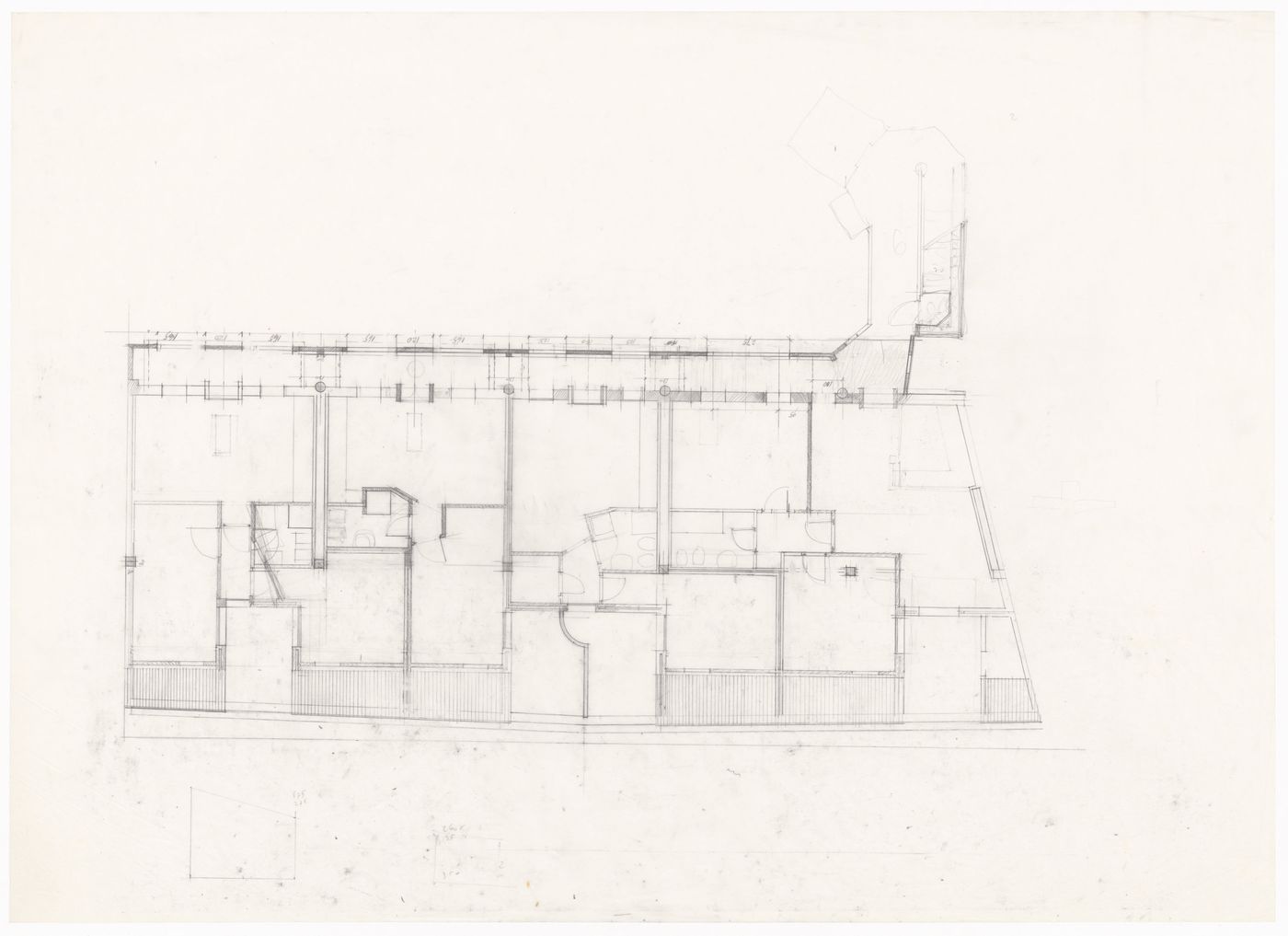 Floor plan with sketches for Edificio per abitazioni in via Conchetta, Milan, Italy