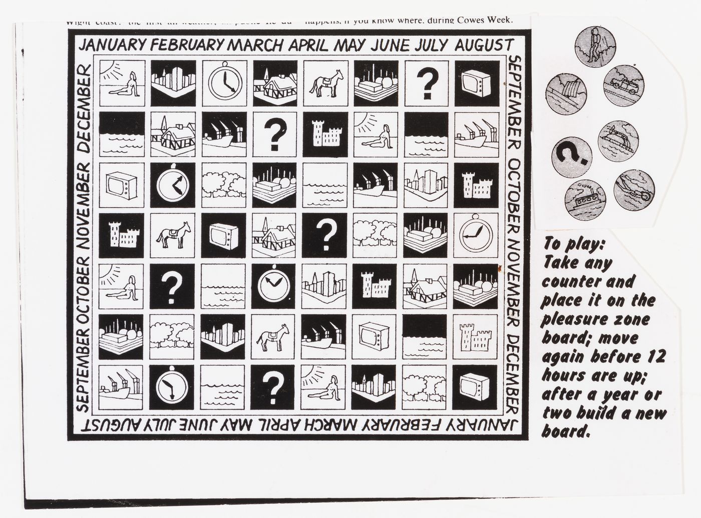 Non-Plan: publication layout showing a drawing of a board game