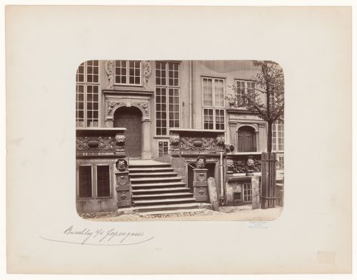Façade of a building showing door and windows