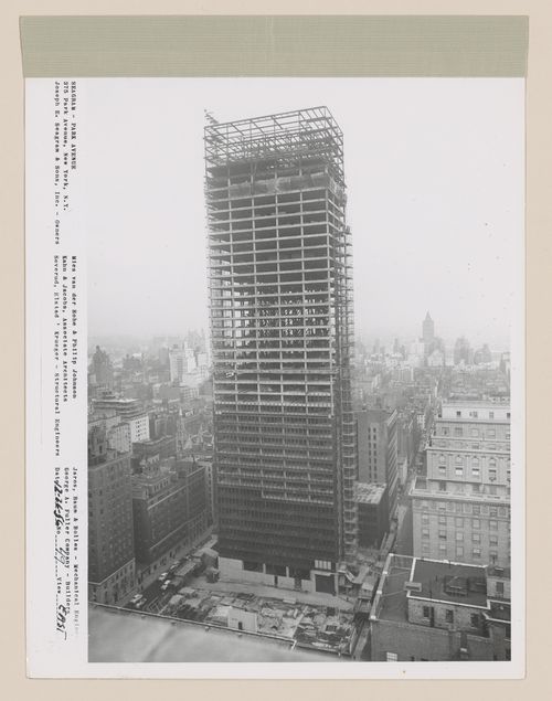 Seagram building under construction, 375 Park avenue, New York, N.Y., east view