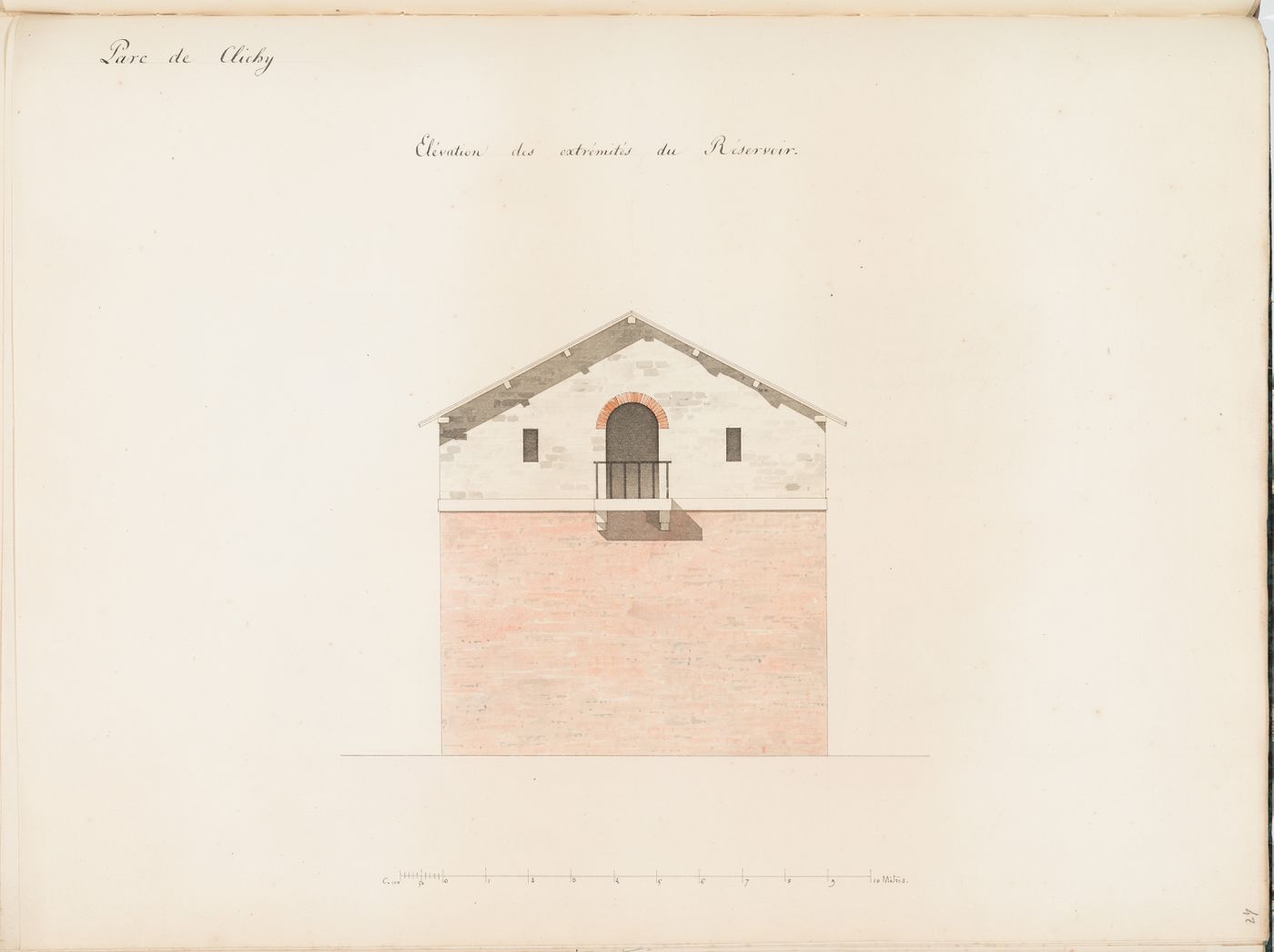 Side elevation for a reservoir, Parc de Clichy