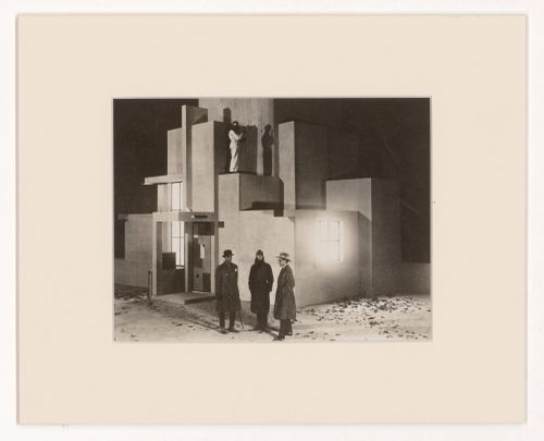 Exterior view of the engineer's house on the set of L'Inhumaine by Marcel L'Herbier, France