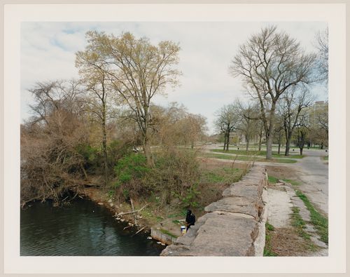 Viewing Olmsted: View of Bridge looking north to the Museum of Science/Industry, Jackson Park, Chicago, Illinois
