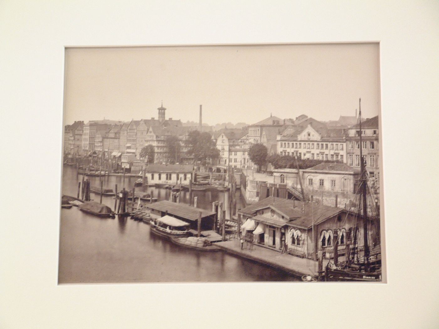 View of quay and floating wharves, Hamburg, Germany