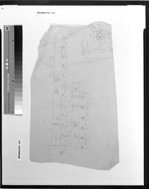 Monadnock Building, Chicago: Partial elevation and plan for a chimney stack