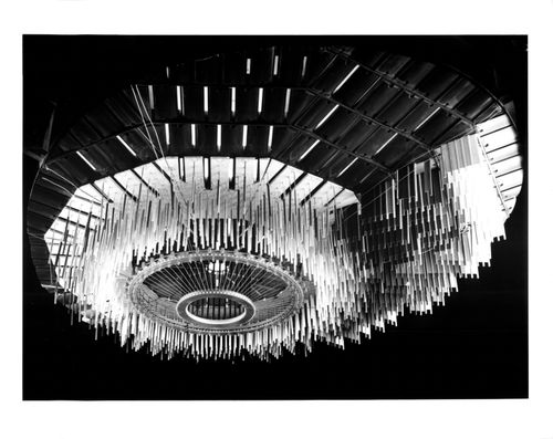 Study model of banner hanging system, hall ceiling (fabrication - Steve Hoffmann Limited)