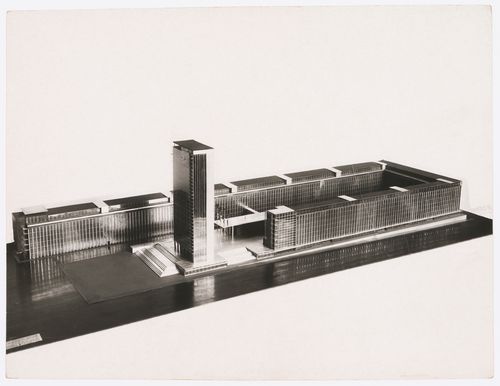Photograph of a model for the Building of Industry, Sverdlovsk, Soviet Union (now Ekaterinburg, Russia)