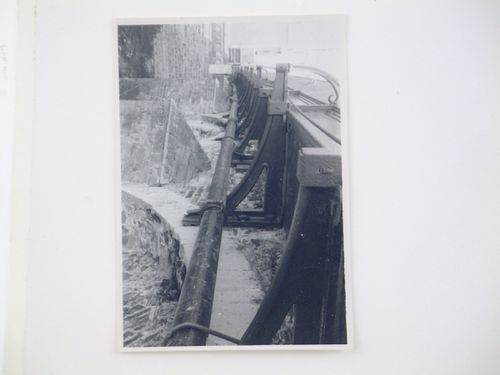 View of pipes below road of Barnstaple Long Bridge, Devon, United Kingdom