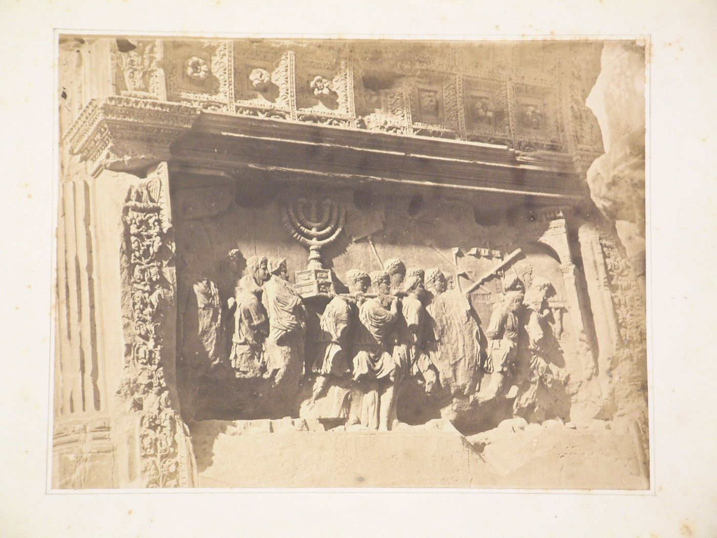 Arch of Trajan (Leptis Magna), detail of relief of men carrying a funerary object [?], Tripolitania, Libya