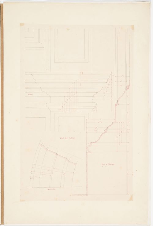 Profile of the attic storey and archivolt from the Arch of Titus, Rome, with an elevation of the impost and part of the pilaster