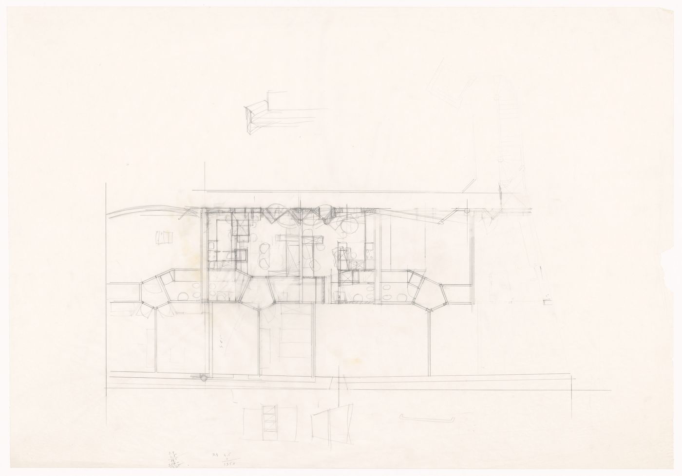 Floor plan with sketches for Edificio per abitazioni in via Conchetta, Milan, Italy