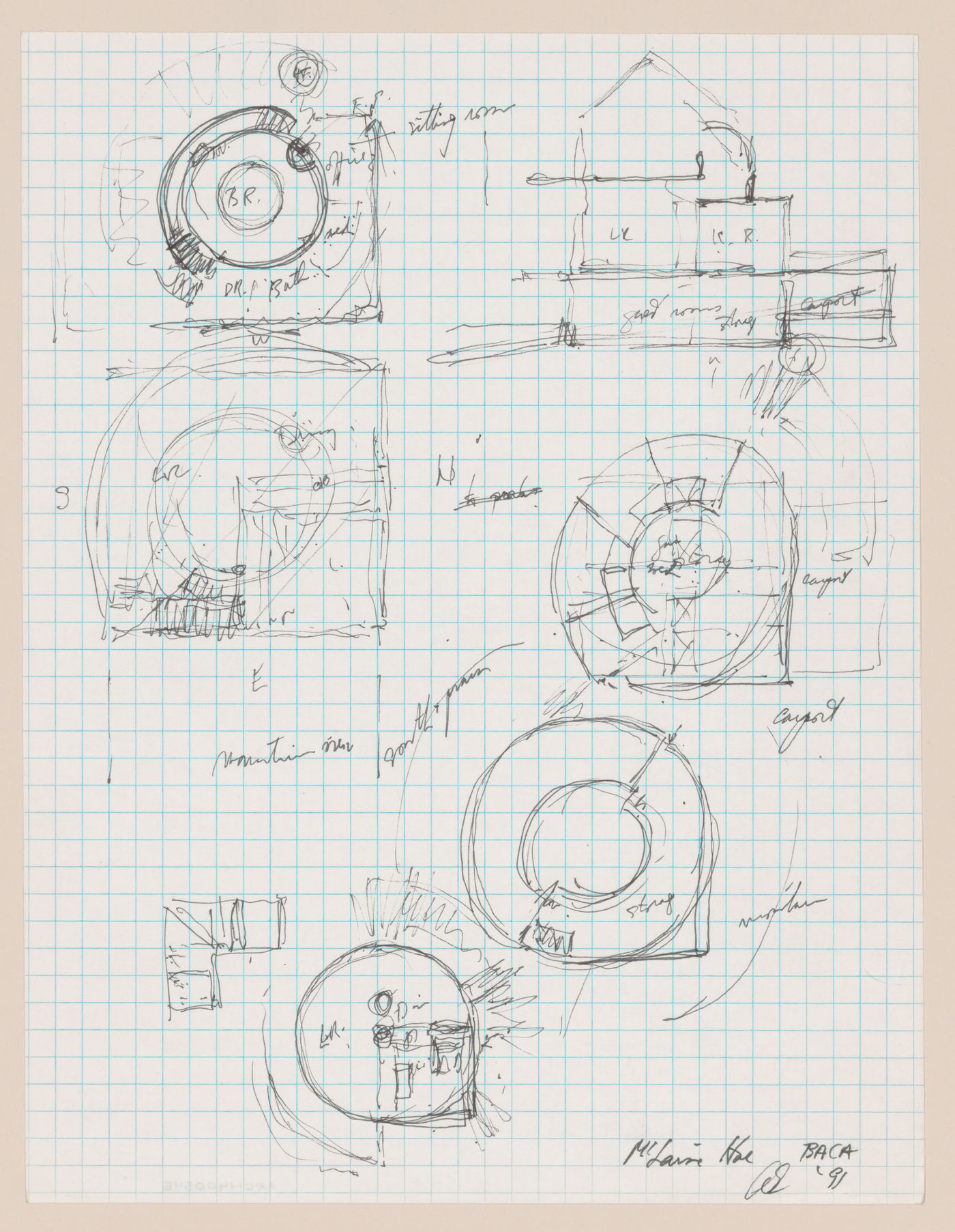 Sketch plans for Shirley MacLaine House, De Baca County, New Mexico