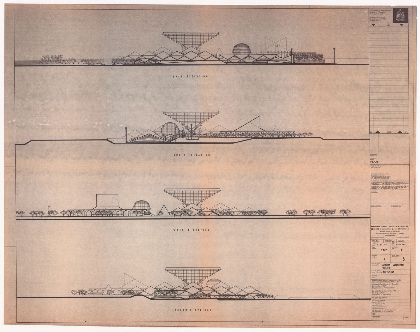 Elevations for Canadian Federal Pavilion, Expo '67, Montréal, Québec