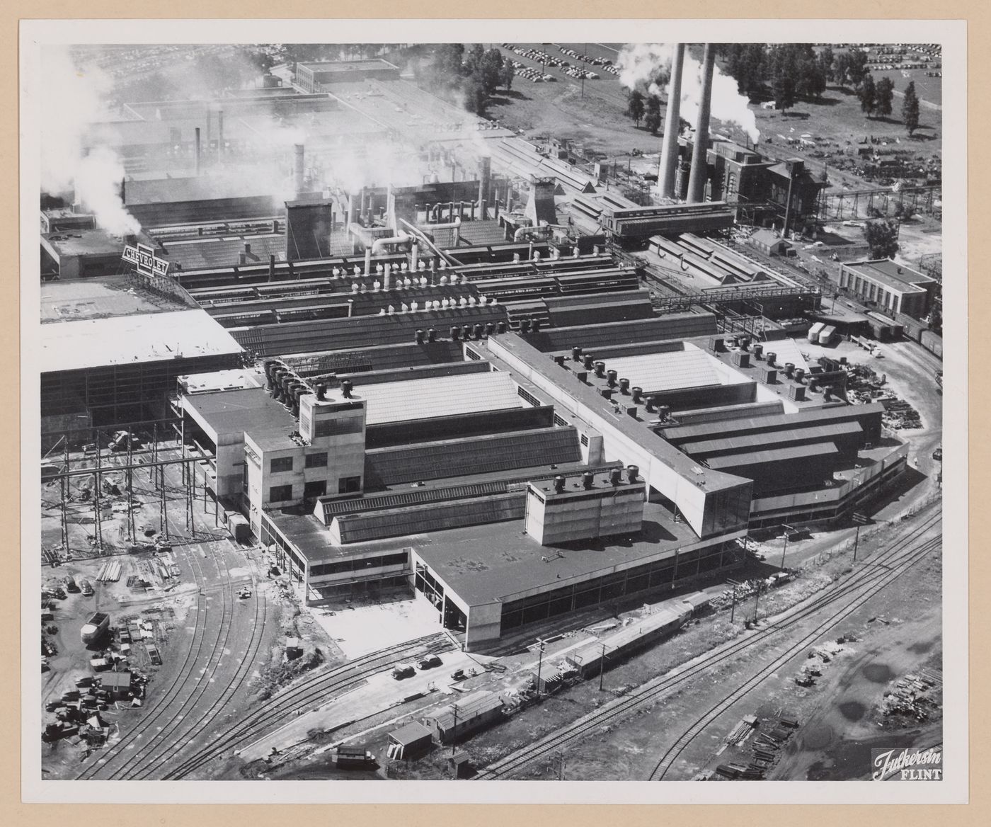 Aerial view of the Automobile Assembly Plant, General Motors Corporation Chevrolet division, Saginaw, Michigan
