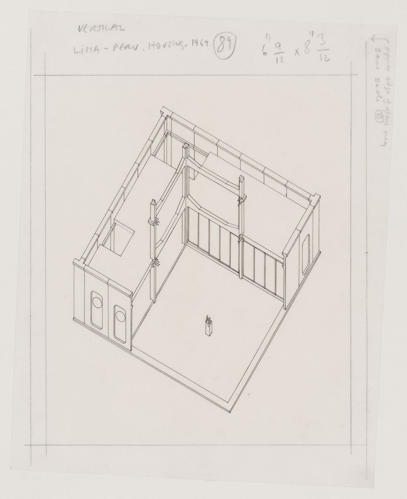 Previ Proyecto Experimental de Vivienda, Lima, Peru: cutaway axonometric