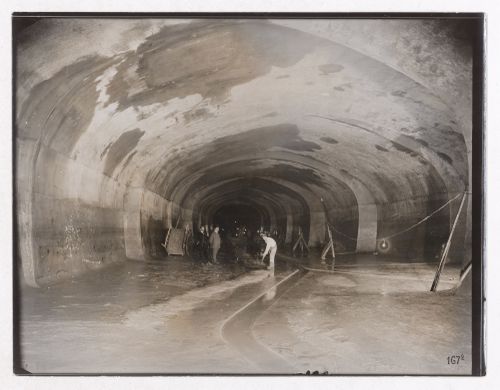 Construction of the Paris Metro, interior view of tunnel construction, Paris, France