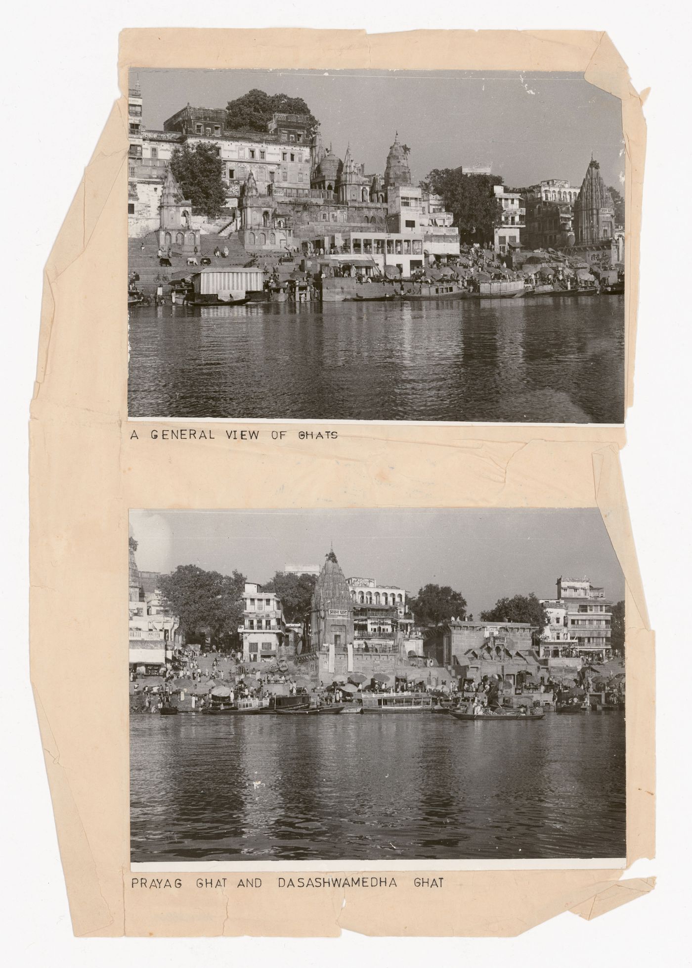 Photograph of ghats in Indian cityscape