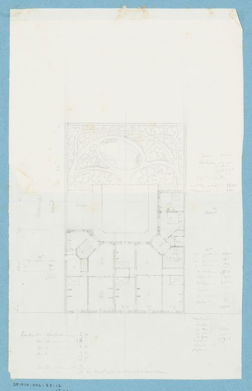 Project for a hôtel for M. Busche: Plan, probably for the first floor, showing two alternate designs for a four-storey hôtel with a garden or a central courtyard