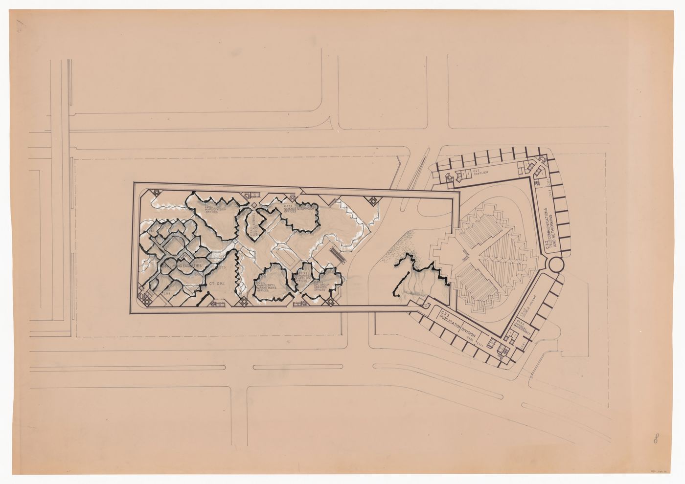 Plan for Pahlavi National Library Competition, Tehran, Iran