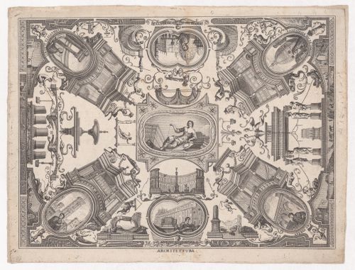 Ceiling design showing Florentine architects and their buildings