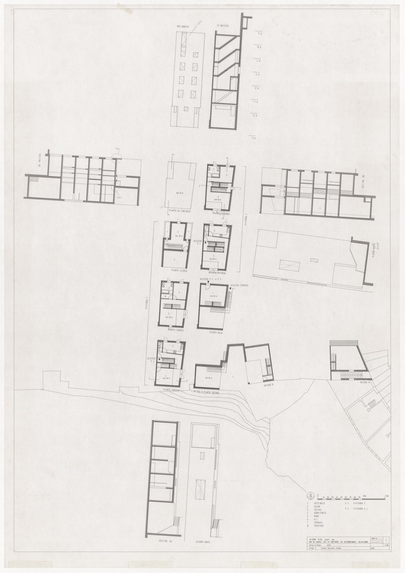 Plans, sections and elevations for Reconstrução do Portal de Riquer, Alcoi-Valencia, Spain