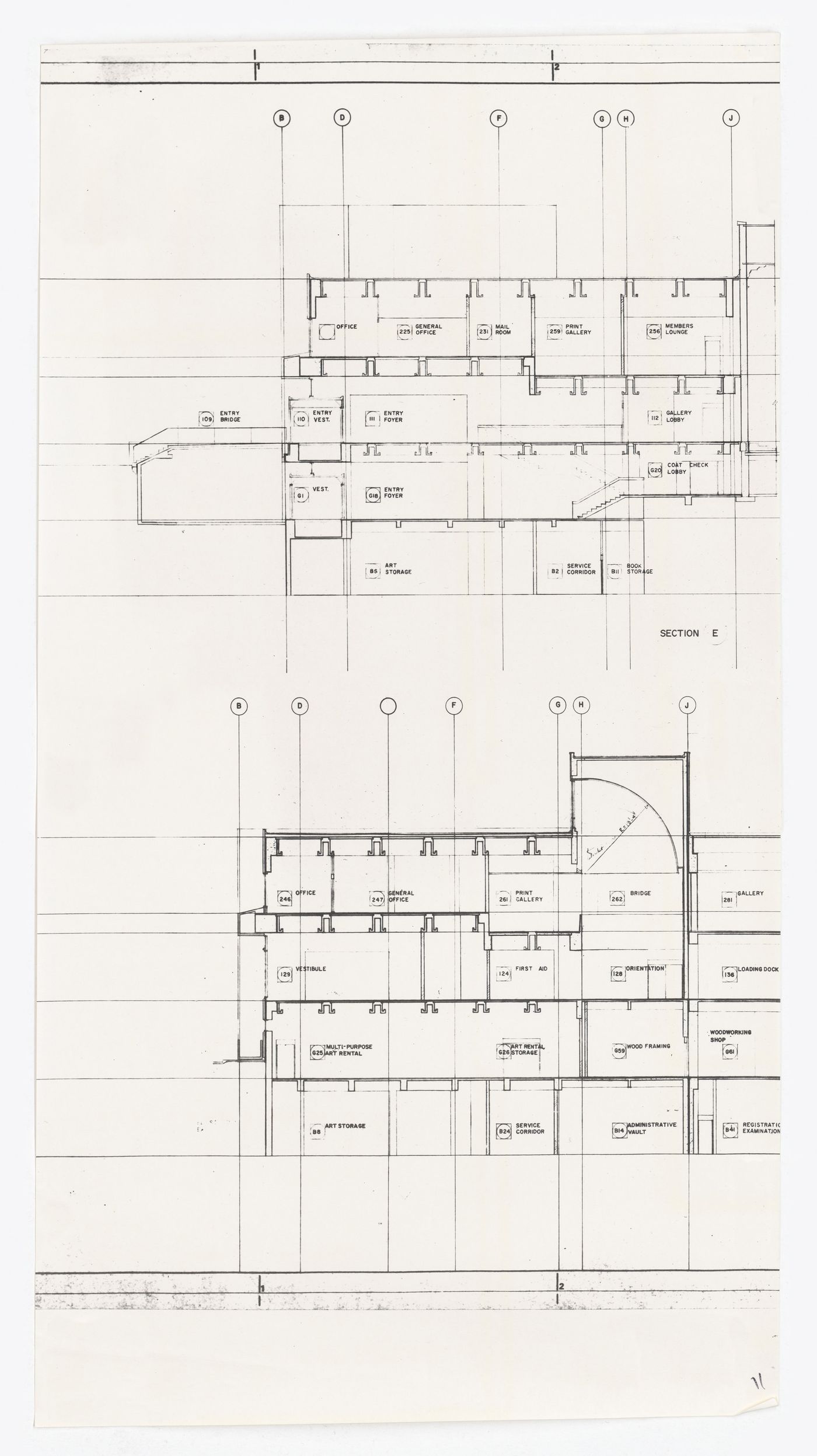 Section for Henry Moore Sculpture Centre, Art Gallery of Ontario, Stage I Expansion, Toronto